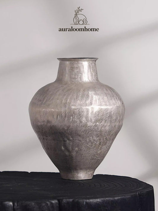 Silver Veil Artisan Pottery Vase