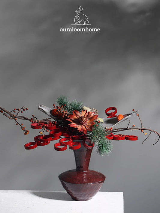 Imperial Red Lacquer Artisan Vase